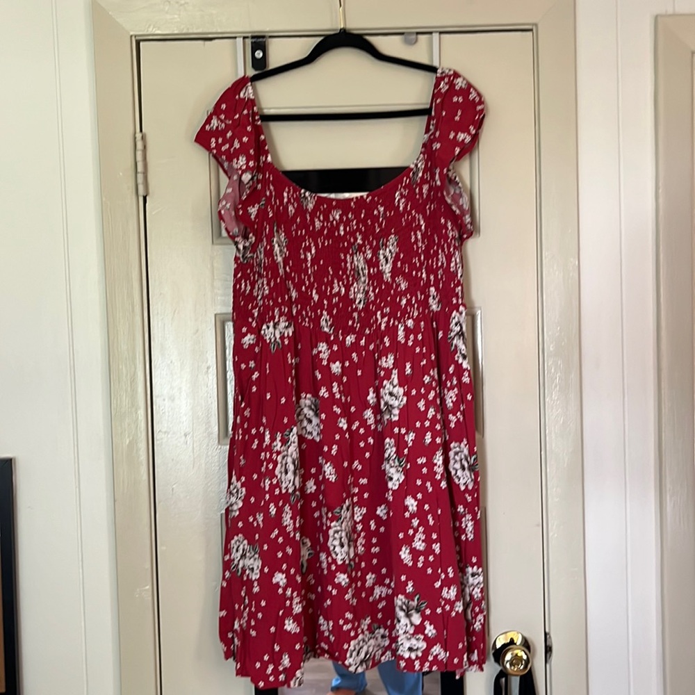 Size 3X Red Flower Print Dress Torrid